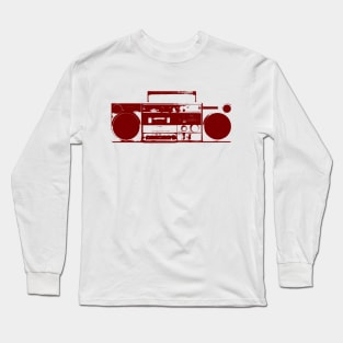 Red Vintage Boom Box Graphic Long Sleeve T-Shirt